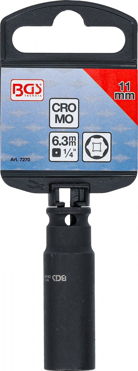IMPACT SOCKET HEXAGON, DEEP | 6,3 MM (1/4") DRIVE | 11 MM (7270)