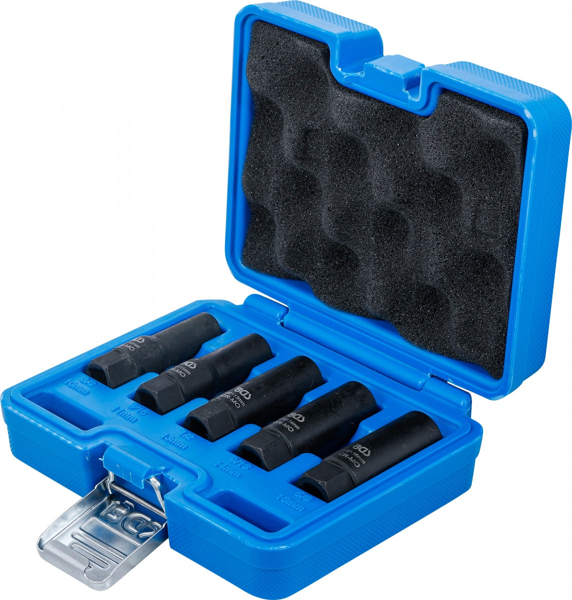 TWIST SOCKET SET (SPIRAL PROFILE) / SCREW EXTRACTOR, DEEP | 10 MM (3/8") DRIVE | 10 - 16 MM | 5 PCS. (74568)