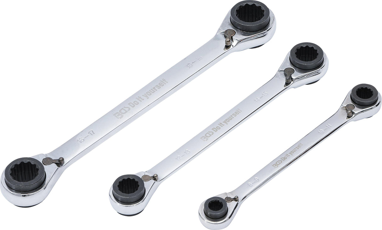 DOUBLE ENDED RATCHET WRENCH SET | 4-IN-1 | 8 X 9 - 18 X 19 MM (6837)