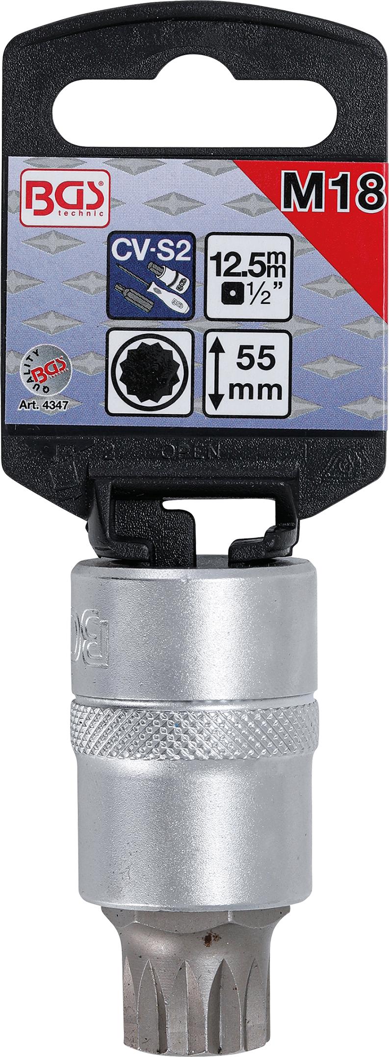 BIT SOCKET | 12.5 MM (1/2") DRIVE | SPLINE (FOR XZN) M18 (4347)