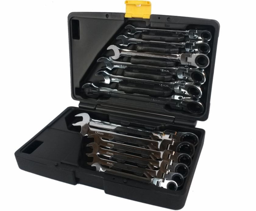 RATCHET WRENCH SET WITH SWIVEL HEAD 8-19 MM 12 PCS. "STAHLBERG" (3102401N-12PC)