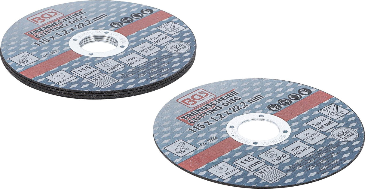 CUTTING DISCS FOR STAINLESS STEEL | Ø 115 X 1.0 X 22.2 MM | 5 PCS. (3935)