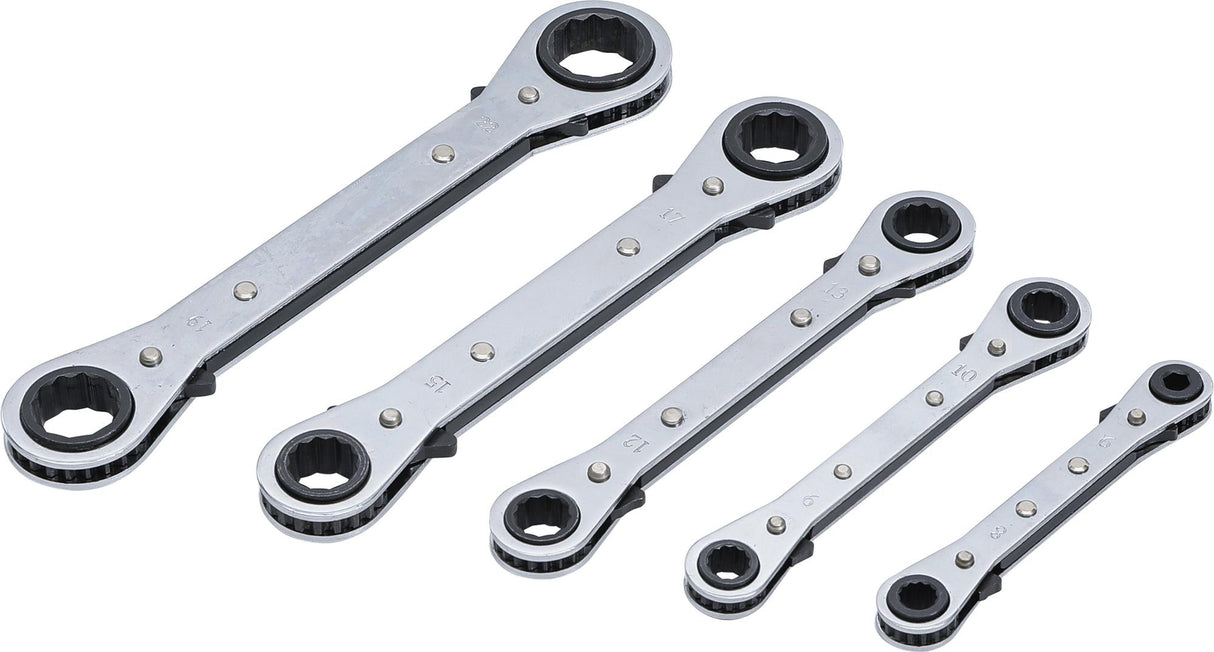 DOUBLE ENDED RATCHET WRENCH SET, STRAIGHT, REVERSIBLE | 6 X 8-19 X 22 MM | 5 PCS. (1450)