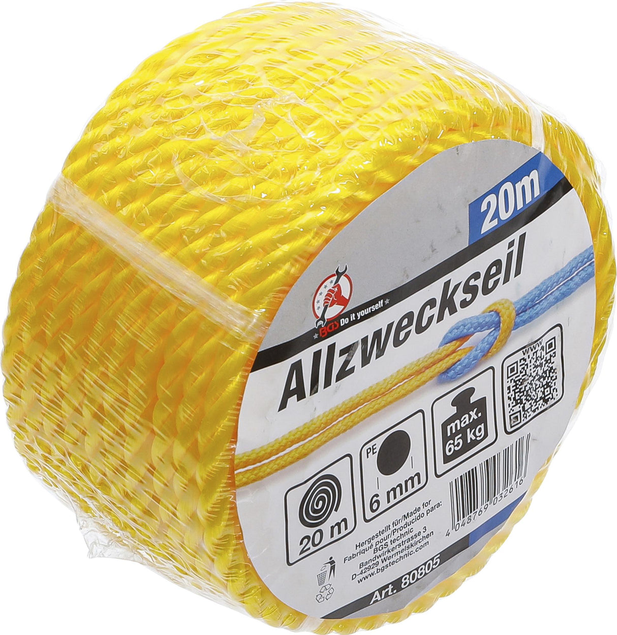 PLASTIC ROPE / ALL-PURPOSE ROPE | 6 MM X 20 M | YELLOW (80805)