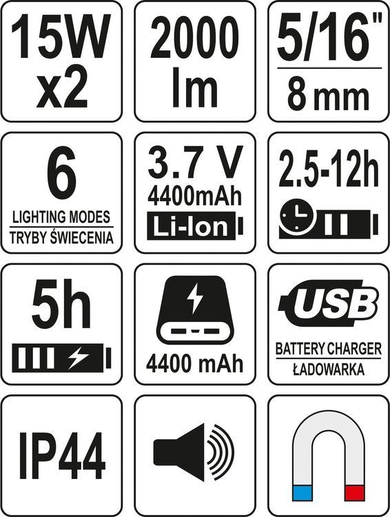 PORTABLE FLOODLIGHT,SPEAKER 2X15W 2000LM (YT-81808)