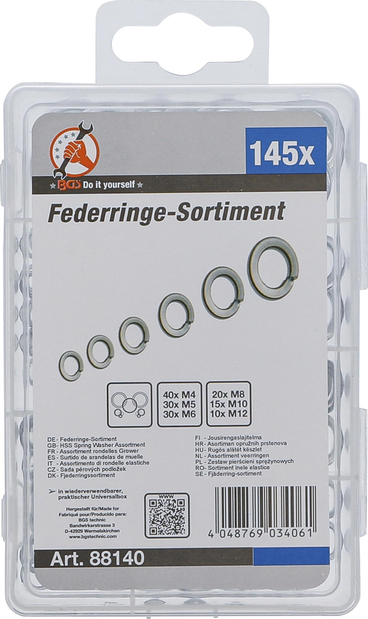 HSS SPRING WASHER ASSORTMENT | M4 - M12 | 145 PCS. (88140)