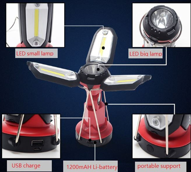 COB LED LAMP | RECHARGEABLE | 1200MAH | USB | X3 LED (CCL3)