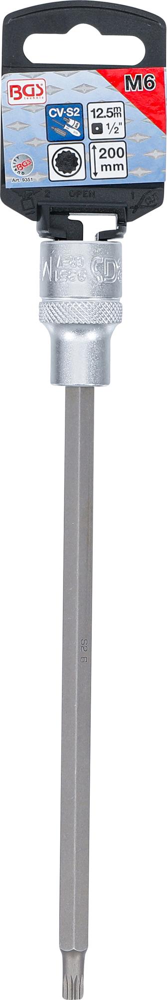 BIT SOCKET | LENGTH 200 MM | 12.5 MM (1/2") DRIVE | SPLINE (FOR XZN) | M6 (9351)