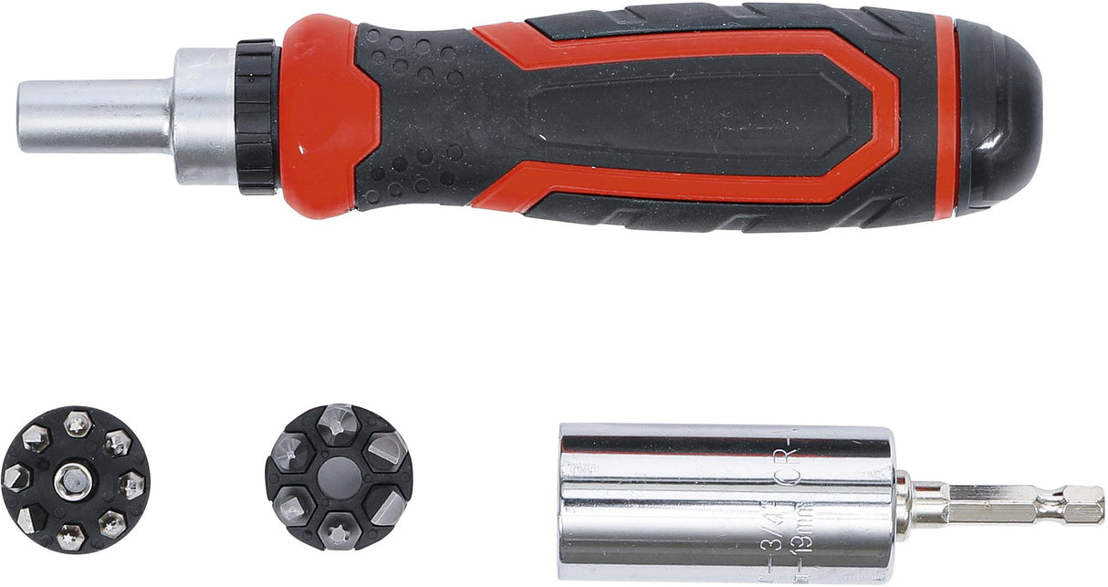 PRECISION BIT / MULTI SOCKET SET | WITH RATCHET SPINNER HANDLE FOR BITS, REVERSIBLE | 17 PCS. (20817)