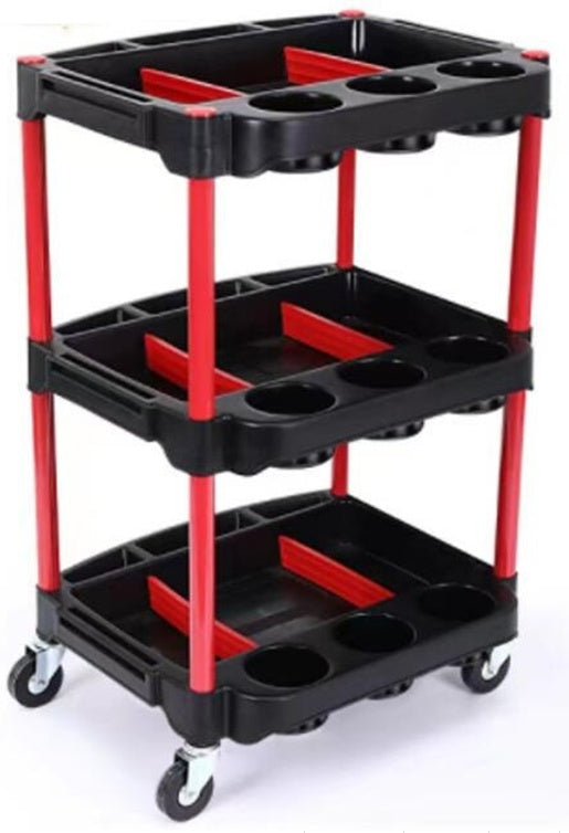 WORKSHOP TROLLEY | 3-LEVEL COMPOSITE WITH PARTS STORAGE | + 2 PERFORATIONS WITH 8 HOOKS (WT3P)