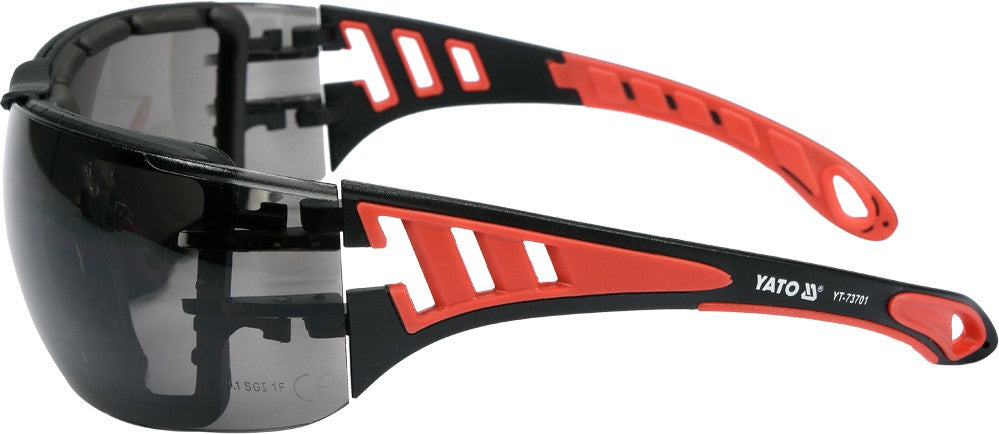 SAFETY GLASSES W/ GREY LENSES AND STRAP (YT-73701)