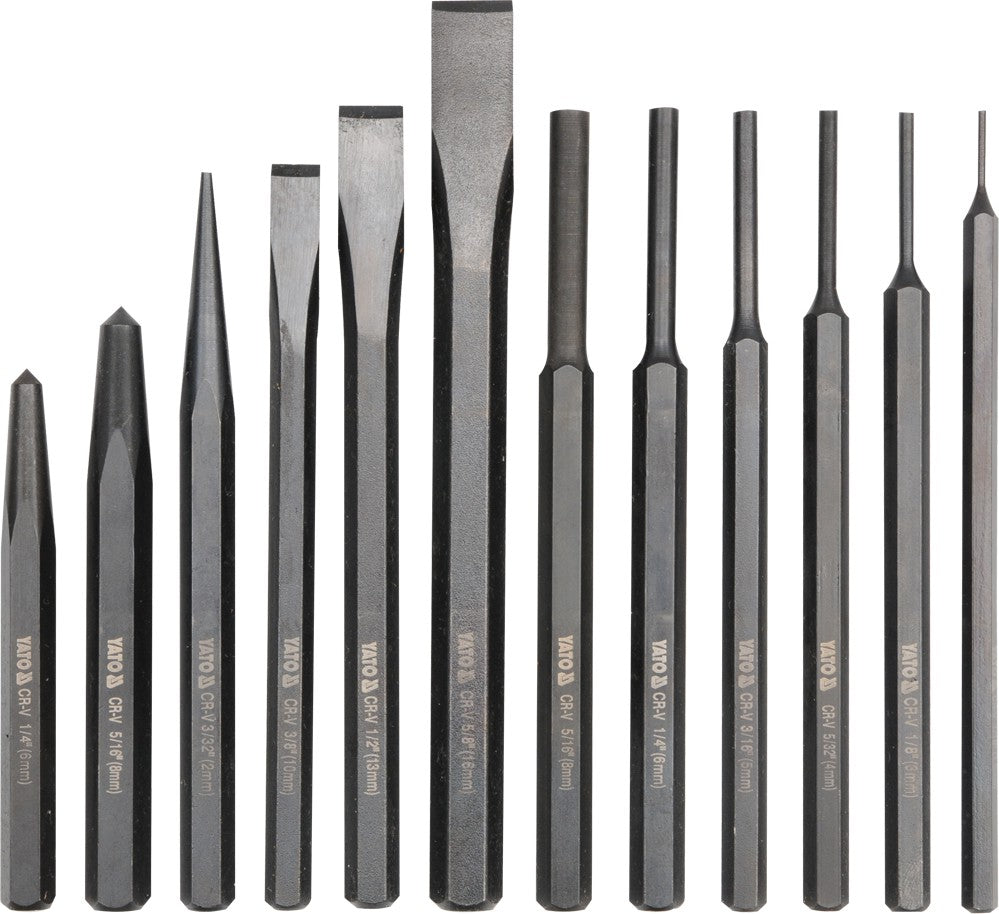 12PCS -COLD CHISELS, PIN & SOLID PUNCHES (YT-4714)