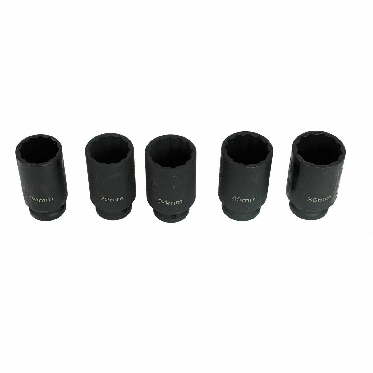 LONG IMPACT SOCKET SET | 12-POINT | 30 - 36 MM | 5 PCS. (H1552)