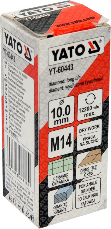 DIAMOND DRILL BIT 10MM FOR ANGLE GRINDER (YT-60443)