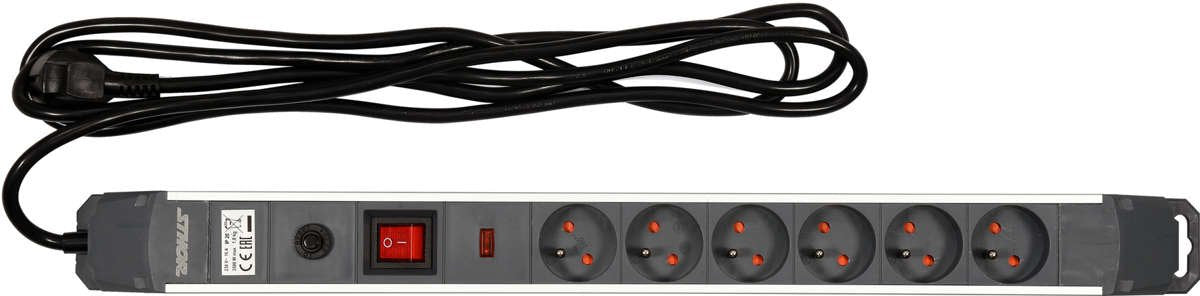 SURGE PROTEC POWER STRIP W.G. 6S 3M ALU (72373)