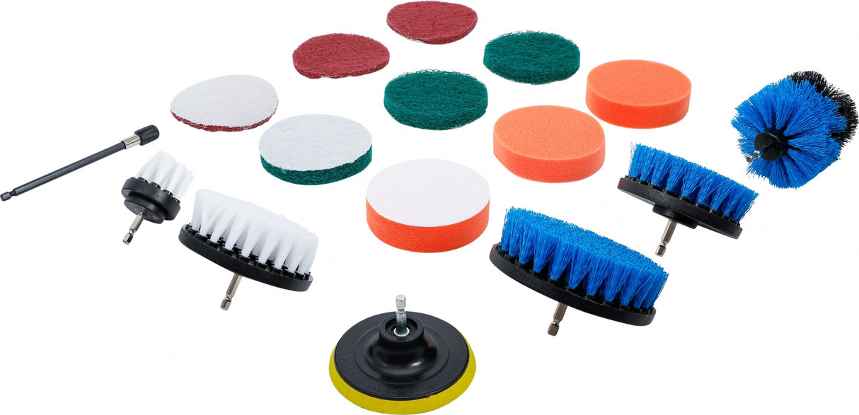 GRINDING / POLISHING DISCS AND BRUSH ATTACHMENT SET | FOR DRILLS | 16 PCS. (74367)