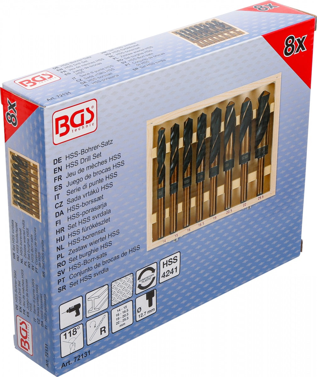 METAL DRILL BIT SET | 14-25.5 MM | HSS (4241) | 8 PCS. (72131)
