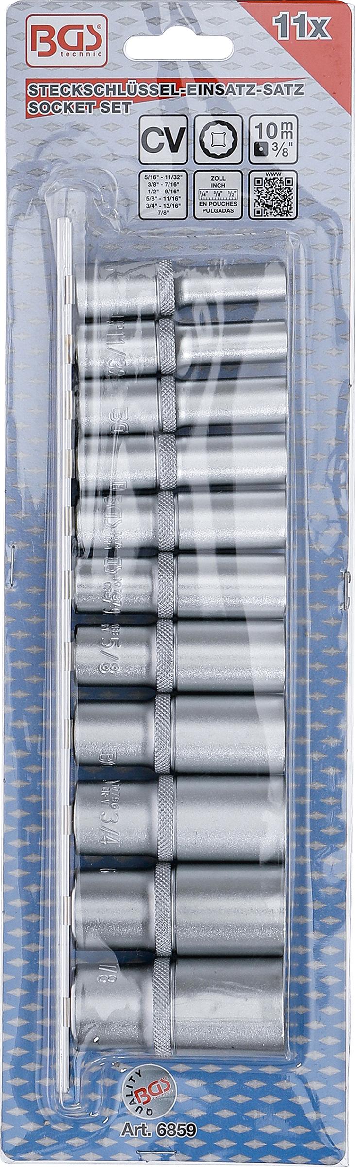 SOCKET SET, 12-POINT, DEEP | 10 MM (3/8") DRIVE | INCH SIZES | 11 PCS. (6859)