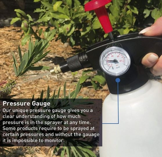 MANUAL SPRAYER WITH PRESSURE GAUGE | VALVE | STEEL PUMP | 2 L (PS02G)
