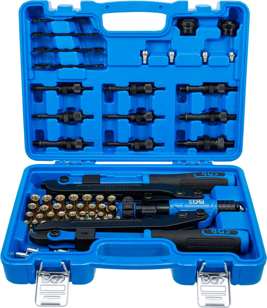 LONG-ARM RIVETER SET FOR BLIND AND THREADED RIVETS | M4–M12 | 90 PARTS (74579)