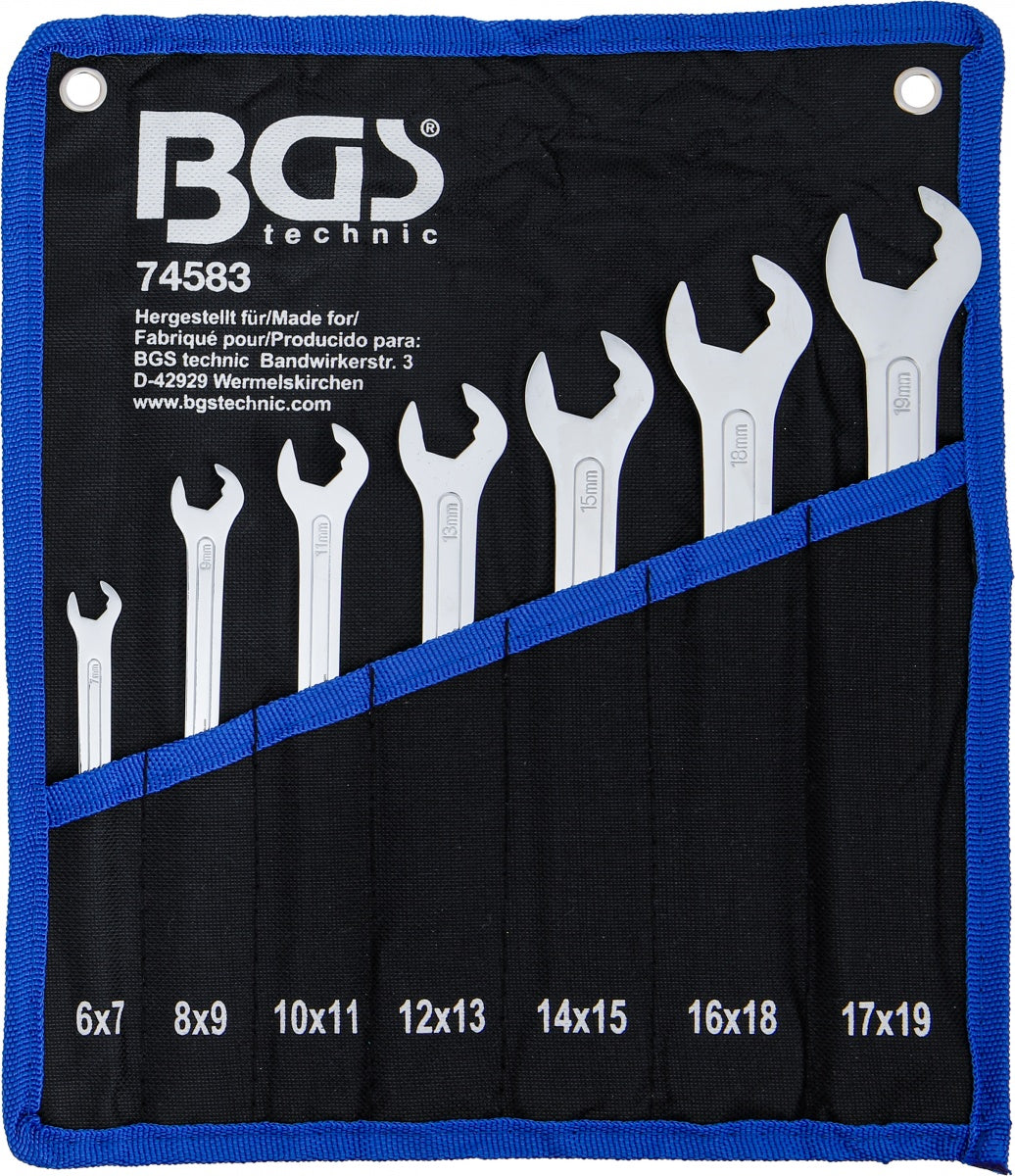 EXTRA-THIN OPEN DOUBLE-ENDED RATCHET SPANNER SET | 6–19 MM | 7 PCS. (74583)