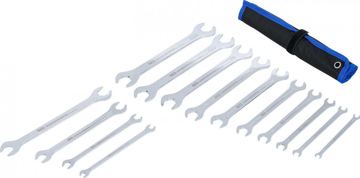 ULTRA-THIN OPEN-ENDED DOUBLE-SIDED RATCHET SPANNER SET | 6–22 MM | 1/4"-3/4" | 14 PCS. (74584)