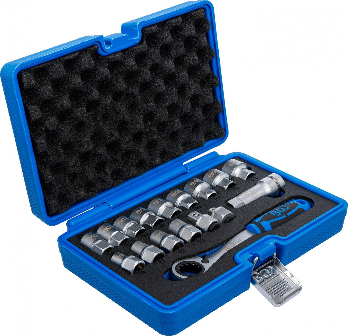 PASS-THROUGH SOCKET SET WITH RATCHET | 19 MM | Gear Lock | 10 - 24 MM | 17 PCS (74712)