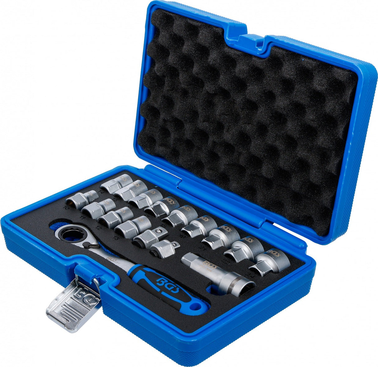 PASS-THROUGH SOCKET SET WITH RATCHET | 19 MM | Gear Lock | 10 - 24 MM | 17 PCS (74712)