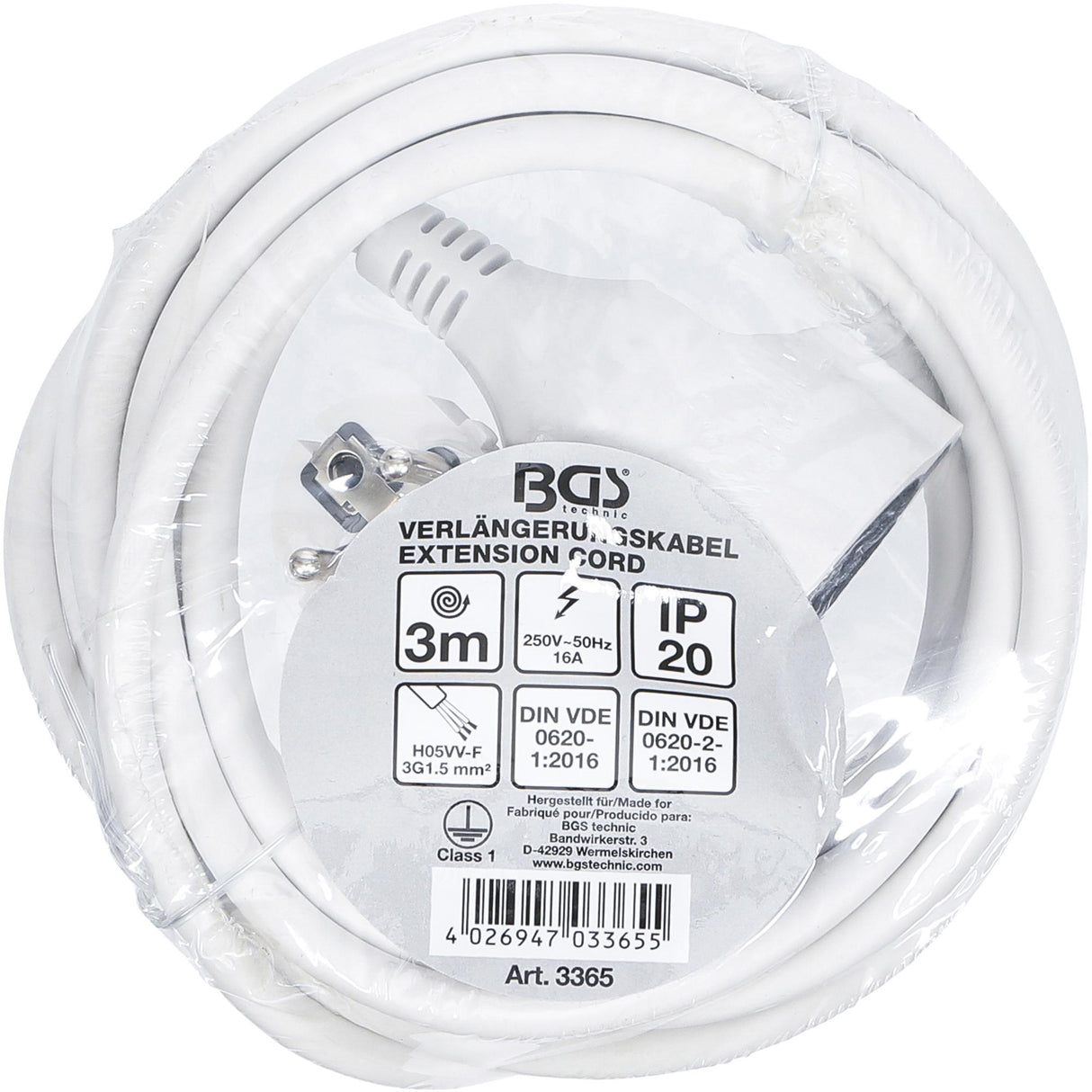 EXTENSION CORD | 3 M | 3 X 1.5 MM² | IP 20 (3365)