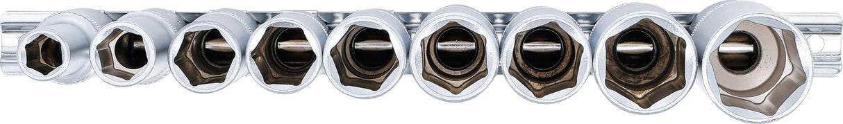 SOCKET SET, HEXAGON, DEEP | 12.5 MM (1/2") DRIVE | 10 - 24 MM | 9 PCS. (2223)