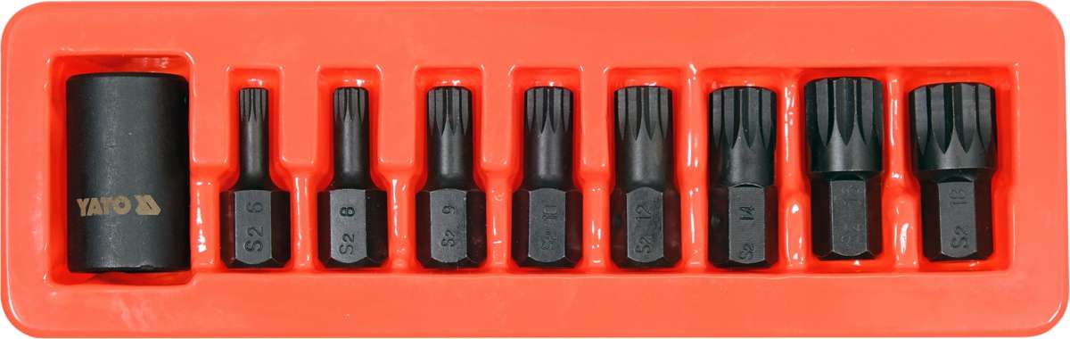 9PCS 1/2"DR IMPACT SPLINE BIT & HOLDER (YT-10663)