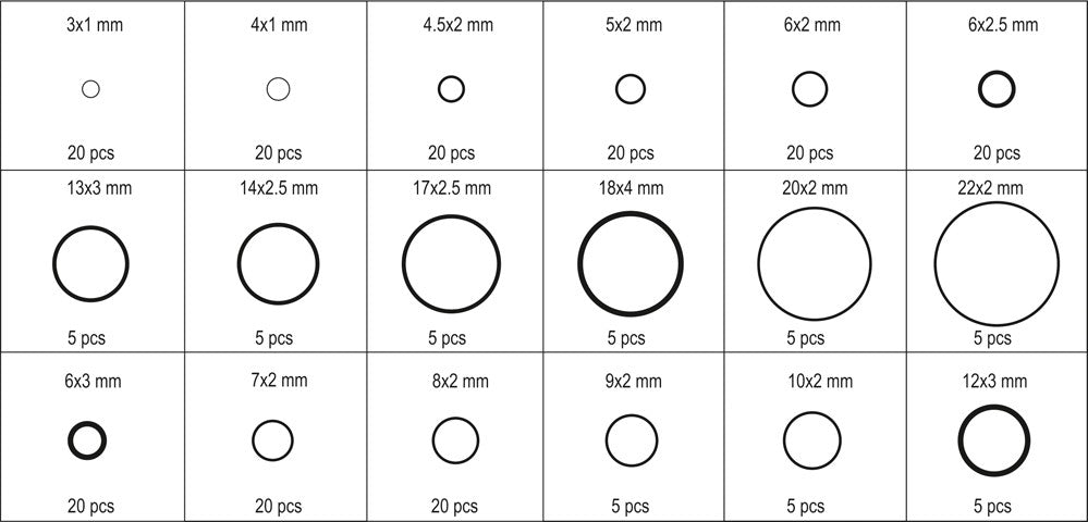 O- RING ASSORTMENT 225PCS (YT-06877)
