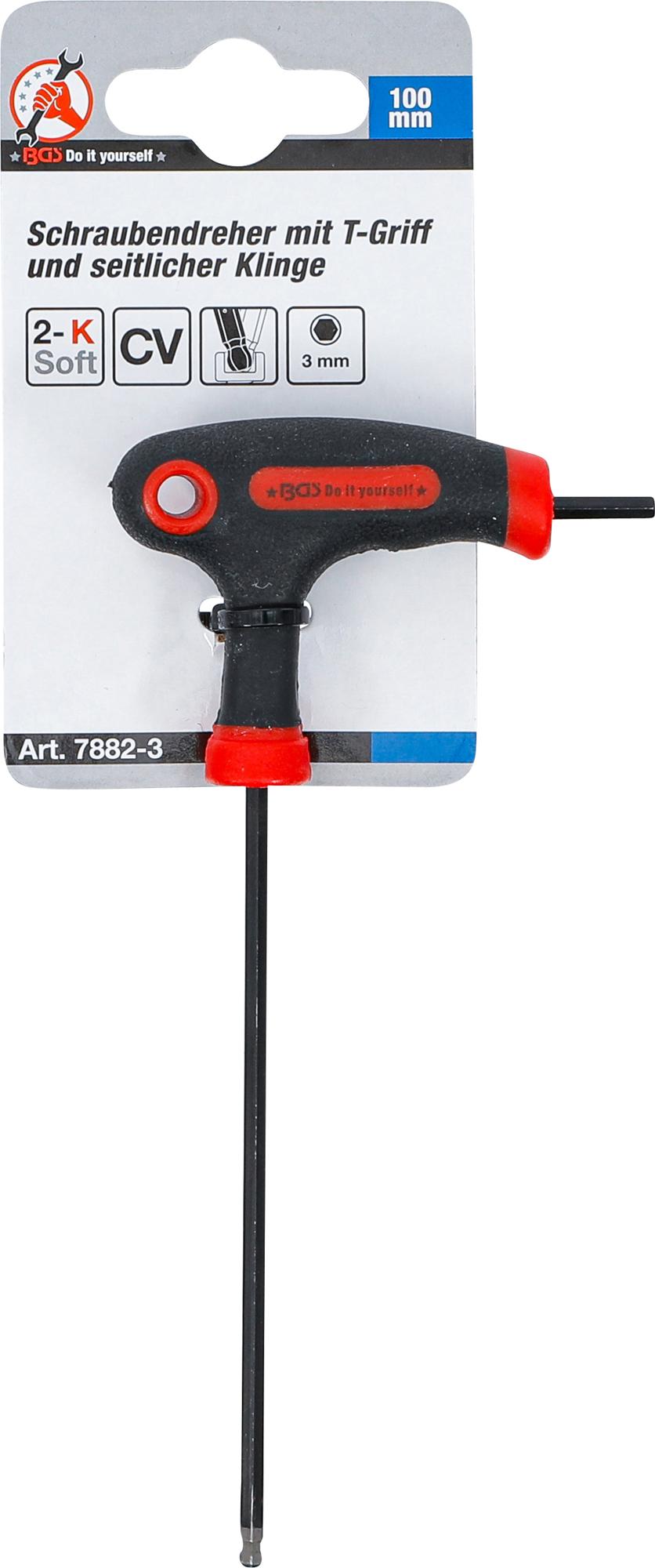 T-HANDLE L-TYPE WRENCH | INTERNAL HEXAGON / INTERNAL HEXAGON WITH BALL HEAD | 3 MM (7882-3)