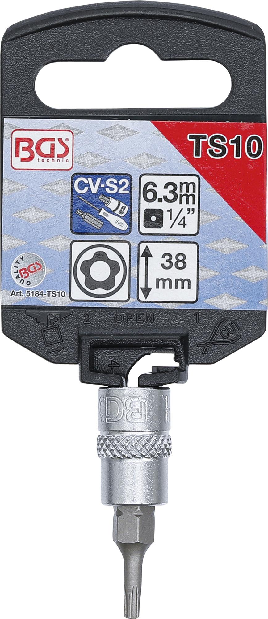 BIT SOCKET | 6.3 MM (1/4") DRIVE | T-STAR TAMPERPROOF (FOR TORX) TS10 (5184-TS10)