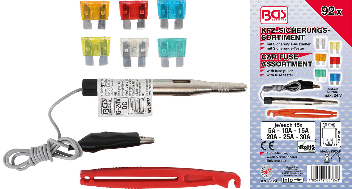 CAR FUSE ASSORTMENT | STANDARD | 92 PCS. (8124)