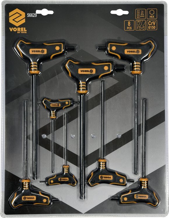 T-HANDLE HEX KEY WITH BALL SET 8PCS (56629)