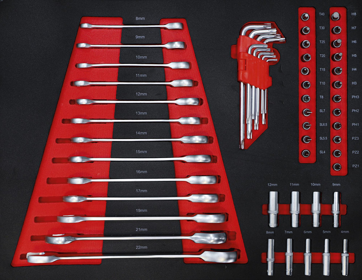 WORKSHOP TROLLEY | 6 DRAWERS | 1 SIDE DOOR | WITH 158 TOOLS (6055)