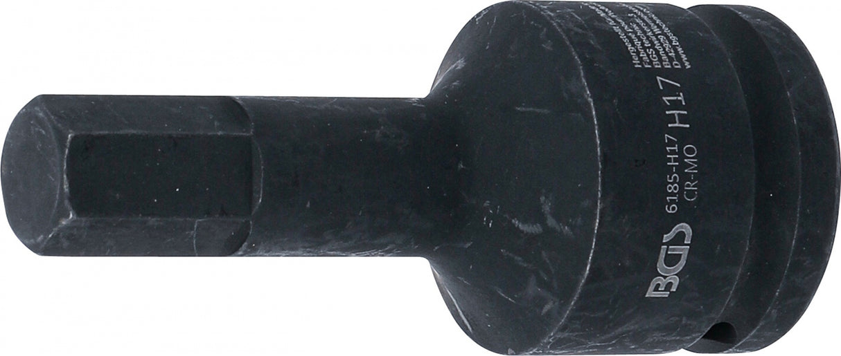 IMPACT BIT SOCKET | LENGTH 100 MM | 20 MM (3/4") DRIVE | INTERNAL HEXAGON 17 MM (6185-H17)