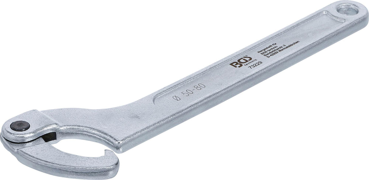 ADJUSTABLE HOOK WRENCH WITH NOSE | 50 - 80 MM (73229)