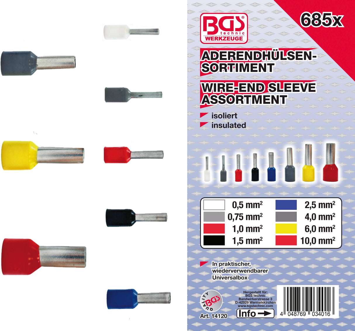 FERRULES ASSORTMENT | INSULATED | 685 PCS. (14120)