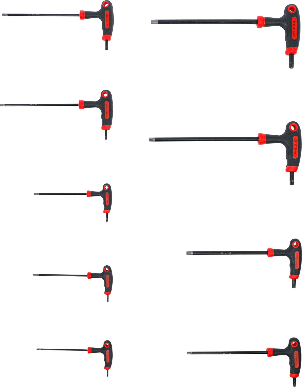 T-HANDLE L-TYPE WRENCH SET | T-STAR TAMPERPROOF (FOR TORX) | T10 - T50 | 9 PCS. (7880)