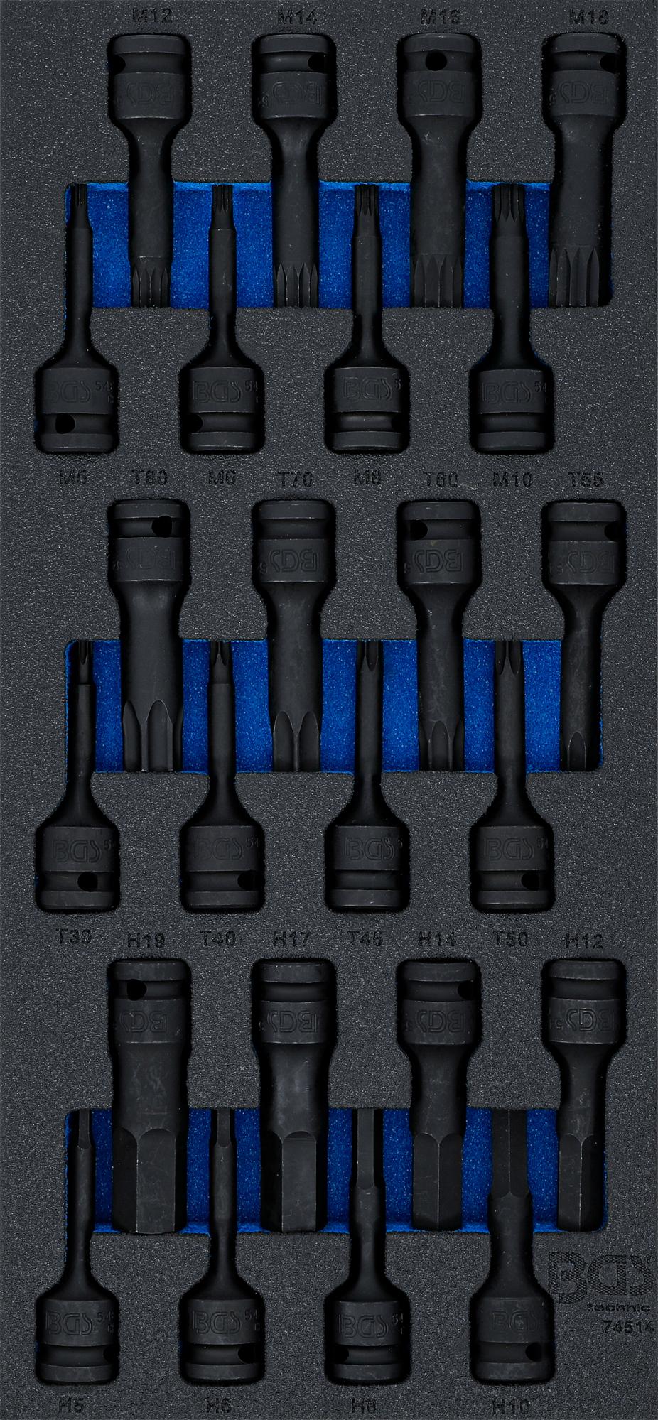 TOOL TRAY 1/3: IMPACT BIT SOCKET SET | 12.5 MM (1/2") | 24 PCS. (74514)