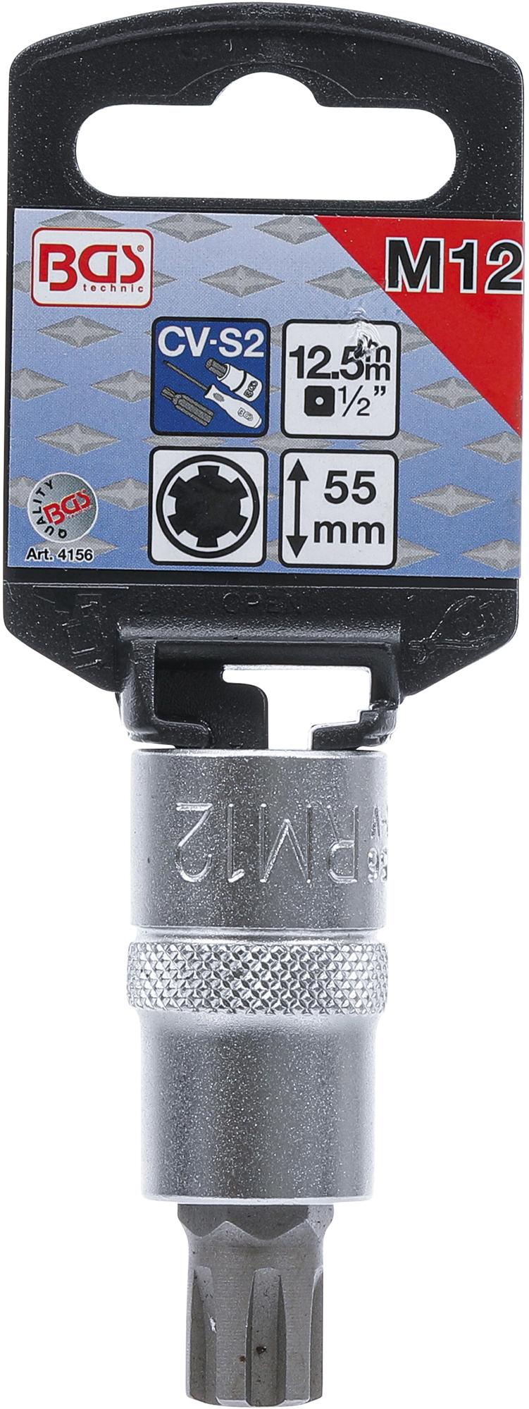 BIT SOCKET | 12.5 MM (1/2") DRIVE |SPLINE (FOR RIBE) M12 (4156)