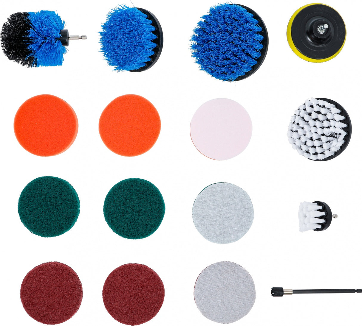 GRINDING / POLISHING DISCS AND BRUSH ATTACHMENT SET | FOR DRILLS | 16 PCS. (74367)