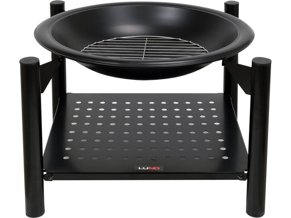 STEEL FIRE PIT W/ LOG STORE 58X58CMX55CM (99914)