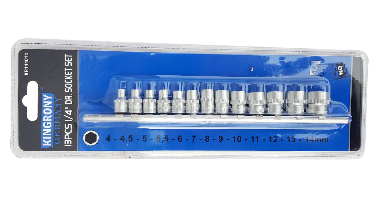 SOCKET SET, SIX-POINT | 6.3 MM (1/4") | 4 - 14 MM | 13 PCS. (KR144014)