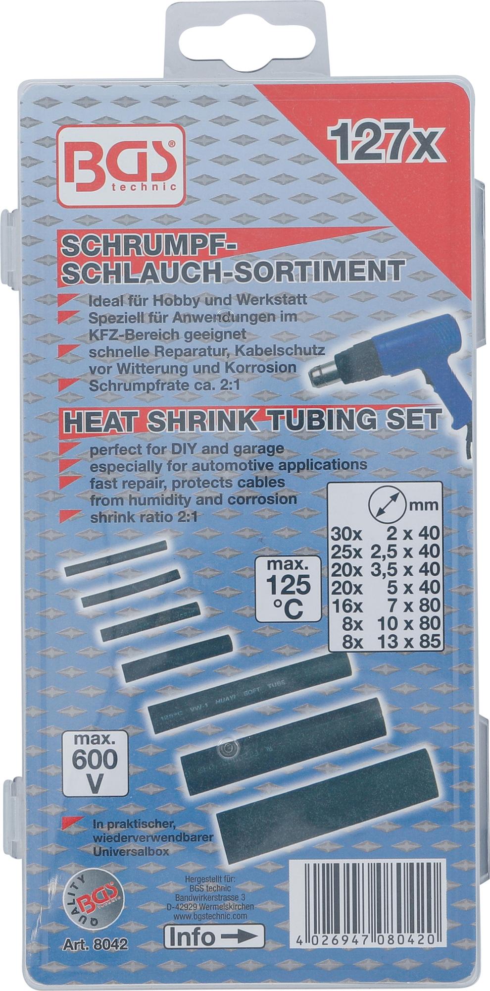 SHRINK TUBE ASSORTMENT | BLACK | 127 PCS. (8042)