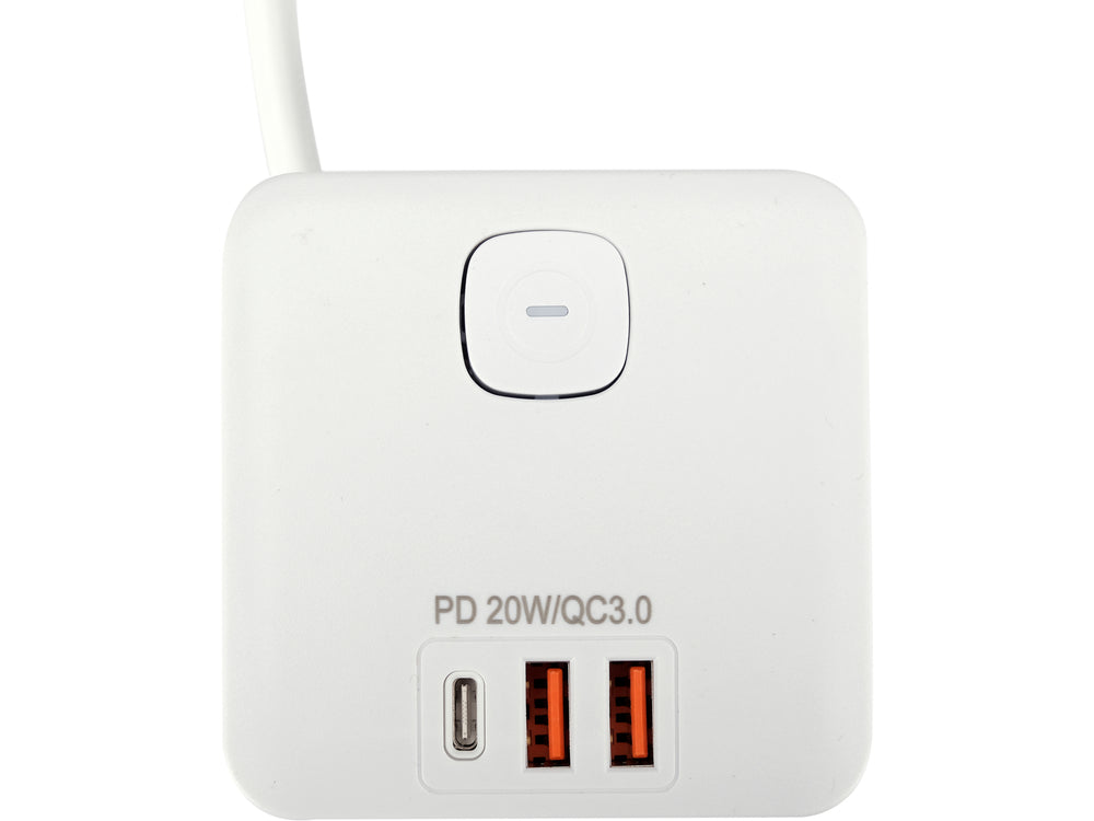 POWER CORD/EXTENSION CORD WITH GROUND IN CUBE SHAPE | 5 SOCKETS + USB | 1.0 MM2 | 1.4 M (72480)