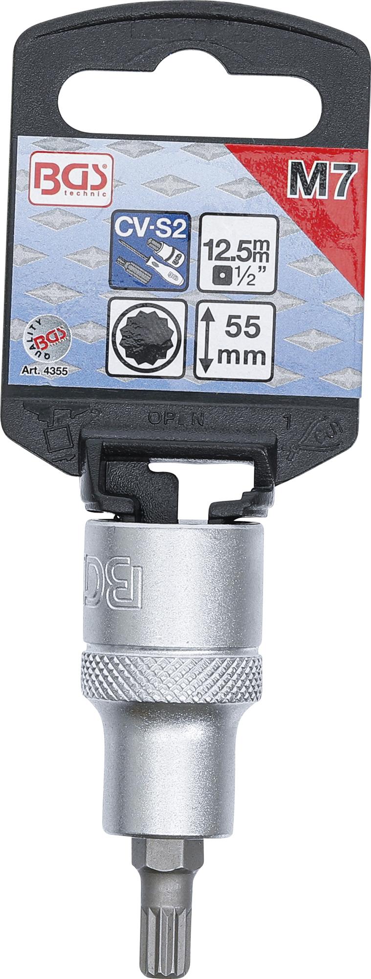 BIT SOCKET | 12.5 MM (1/2") DRIVE | SPLINE (FOR XZN) M7 (4355)