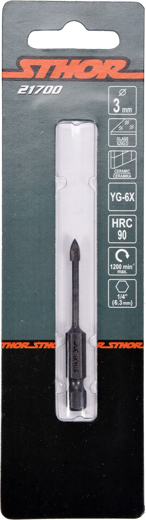 GLASS AND TILE DRILL WITH HEX SHANK 3MM (21700)